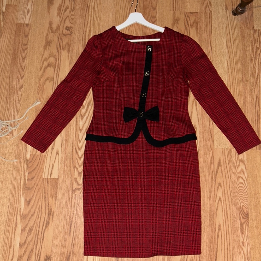 Red Checkered Business Dress